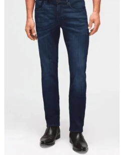 7 For All Mankind Mens Slimmy Luxe Performance Jeans Mid Dark Blue