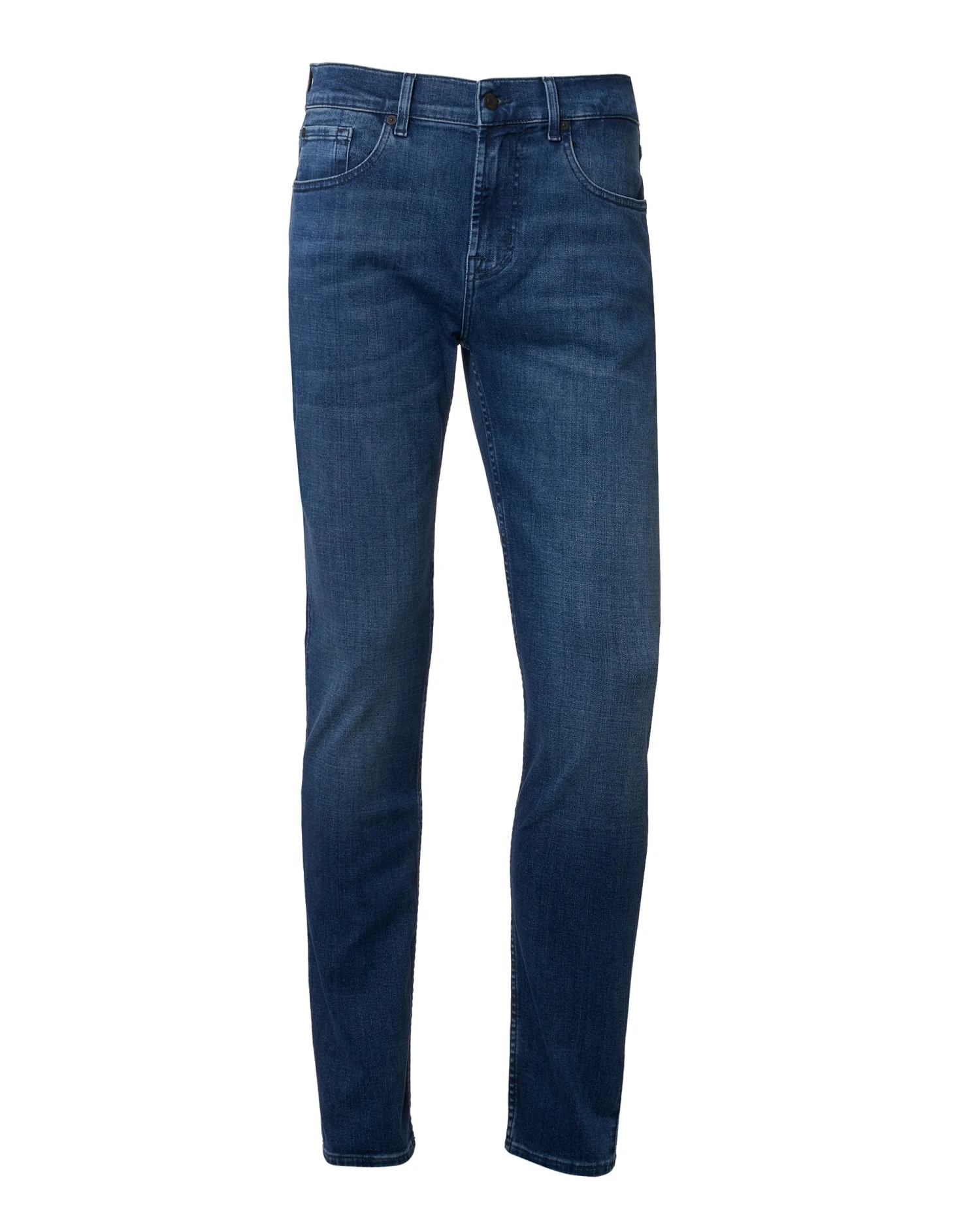 7 For All Mankind Mens Slimmy Tapered Stretch Tek Too Late Jeans, Mid Blue Denim 4 7 For All Mankind Mens Slimmy Tapered Stretch Tek Too Late Jeans, Mid Blue Denim - Image 2