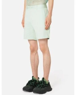 Ami Mens Aqua Green Cotton Gabardine Chino Shorts