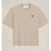 Ami Mens Oversized Heart Logo T-Shirt Heather Light Beige -Boszz Clothing Shop ami mens oversized heart logo t shirt heather light beige p44734 284536 zoom