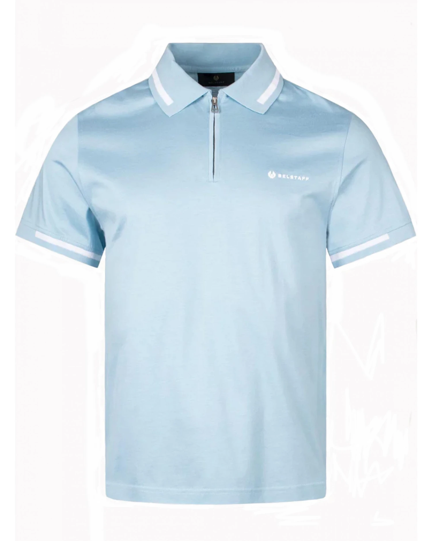 Belstaff Mens Graph Tip Zip Polo Shirt Skyline Blue 3 Belstaff Mens Graph Tip Zip Polo Shirt Skyline Blue