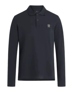 Belstaff Mens Long Sleeved Polo Shirt Dark Ink