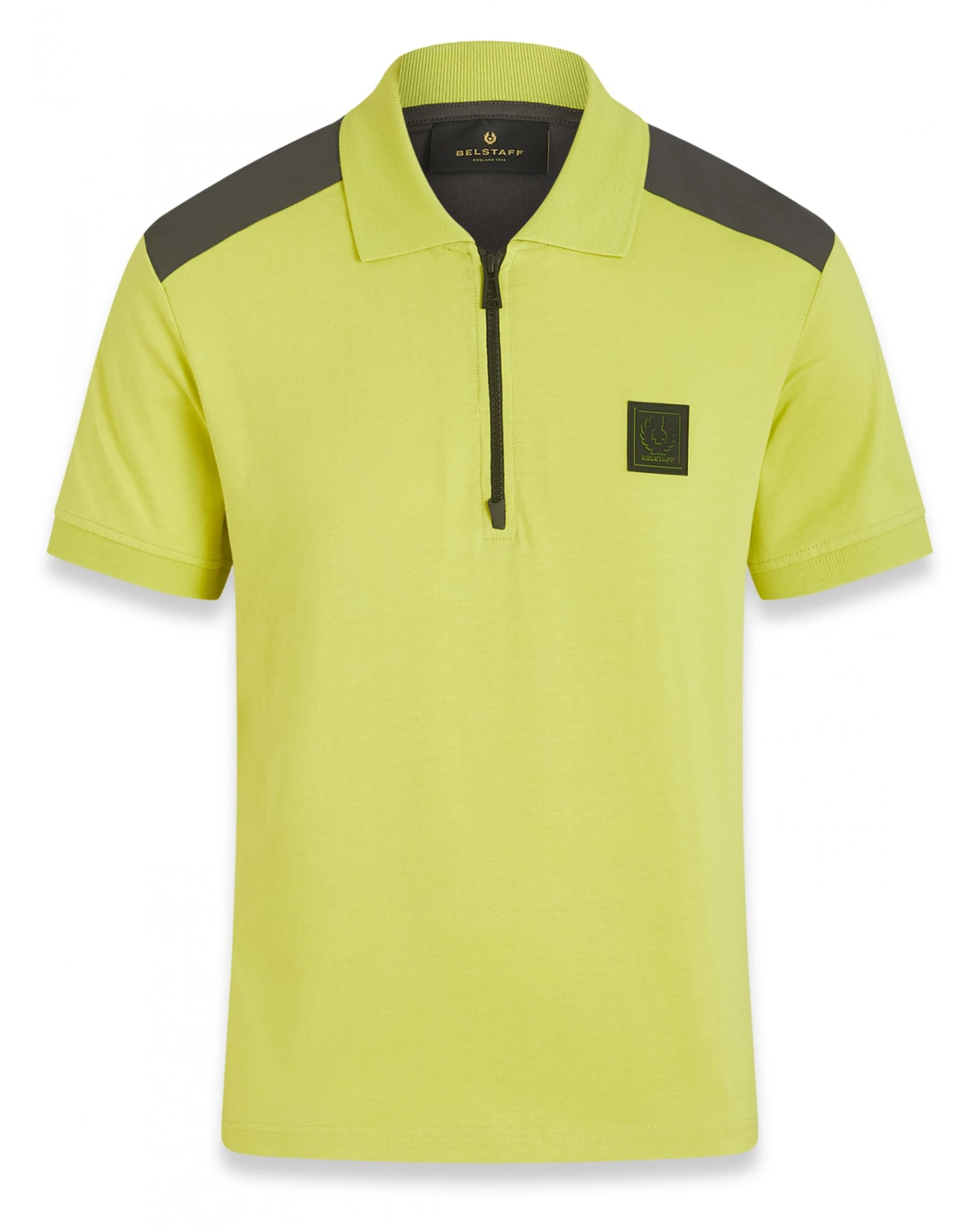 Belstaff Mens Reef Lime Yellow Zip Placket Polo Shirt 3 Belstaff Mens Reef Lime Yellow Zip Placket Polo Shirt