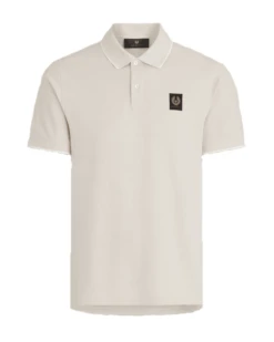 Belstaff Mens Tipped Patch Polo Shirt Moonbeam