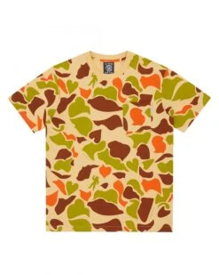 Billionaire Boys Club Mens All Over Camo Print Pocket T Shirt, Beige Tee