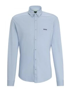 BOSS Mens Biado Jersey Cotton Shirt White