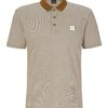 BOSS Mens Cotton Plique Oxford Polo Shirt Open Beige