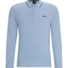 BOSS Mens Cotton Plique Polo Shirt Open Blue