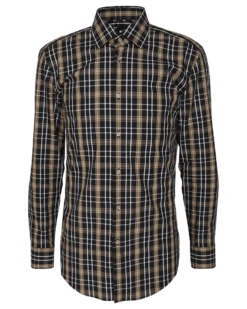 BOSS Mens H Hank Check Shirt Med Beige