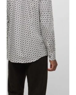 BOSS Mens H-Hank-Kent White/Navy Slim Fit Monogram Print Shirt -Boszz Clothing Shop boss mens h hank kent white navy slim fit monogram print shirt p42492 255697 image