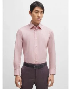 BOSS Mens Hank Kent Easy Iron Poplin Shirt Light Pastel Pink -Boszz Clothing Shop boss mens hank kent easy iron poplin shirt light pastel pink p44513 280026 zoom
