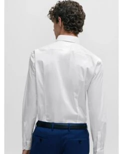 BOSS Mens Hank Kent Easy Iron Poplin Shirt White -Boszz Clothing Shop boss mens hank kent easy iron poplin shirt white p44512 281661 zoom