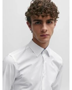 BOSS Mens Hank Kent Easy Iron Poplin Shirt White -Boszz Clothing Shop boss mens hank kent easy iron poplin shirt white p44512 281666 zoom