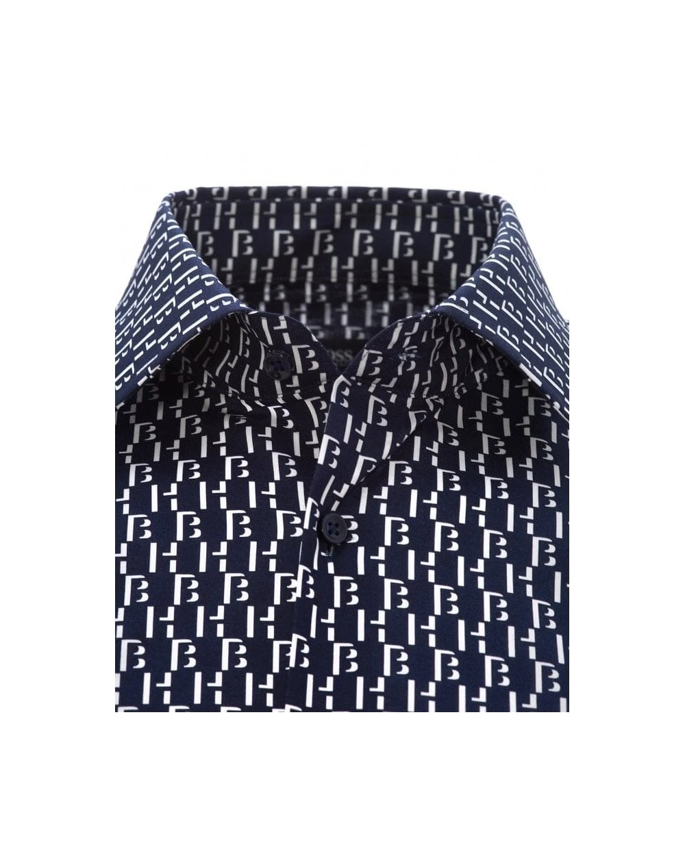 BOSS Mens Jango Monogram Print Shirt Navy Blue 5 BOSS Mens Jango Monogram Print Shirt Navy Blue - Image 3