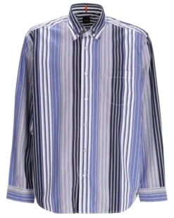 BOSS Mens Lambey 1 Striped Shirt Multi Blue
