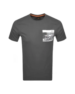 BOSS Mens Motobike Print T Shirt Dark Grey