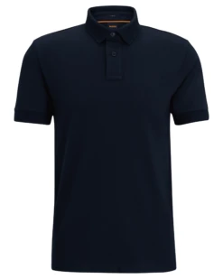 BOSS Mens Nos Logo Patch Passenger Polo Shirt Dark Blue