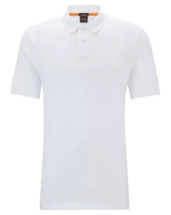 BOSS Mens Nos Logo Patch Passenger Polo Shirt White