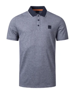 BOSS Mens Oxford Polo Shirt Dark Blue