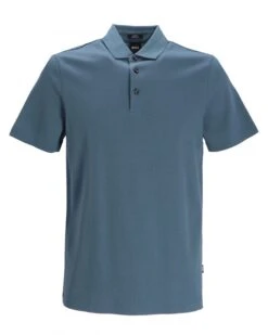BOSS Mens Pitton Turquoise Blue Slim Fit Waffle Structure Polo Shirt