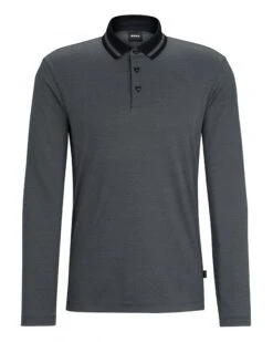 BOSS Mens Pleins Woven Polo Shirt Black