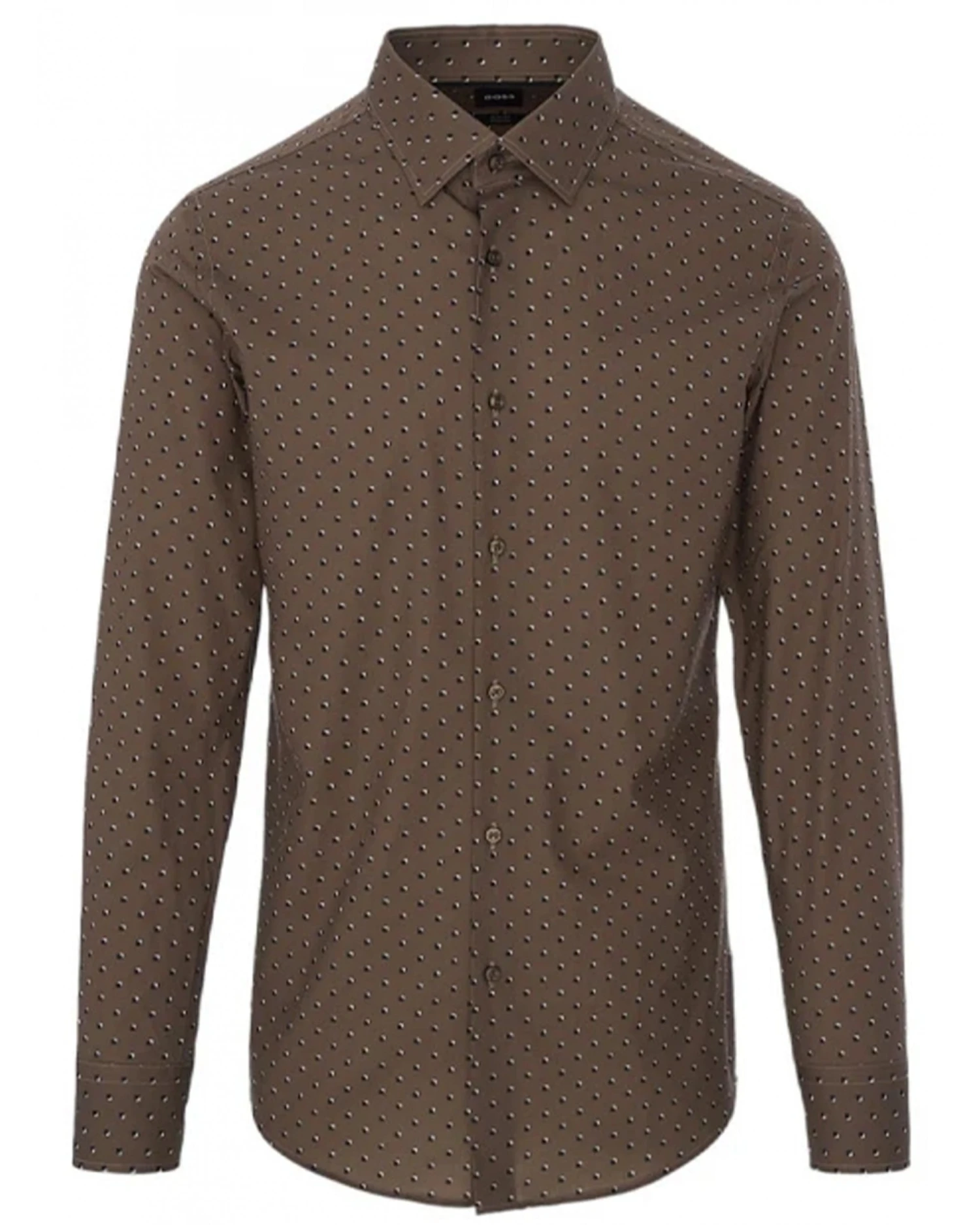 BOSS Mens Printed Stretch Cotton Hank Kent Shirt Open Brown 3 BOSS Mens Printed Stretch Cotton Hank Kent Shirt Open Brown