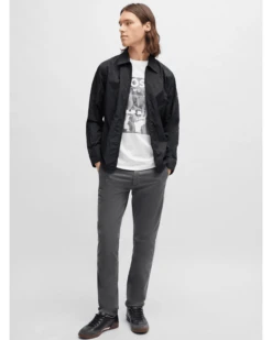 BOSS Mens Slim Fit Cotton Satin Chino Trousers Grey -Boszz Clothing Shop boss mens slim fit cotton satin chino trousers grey p44502 280534 zoom