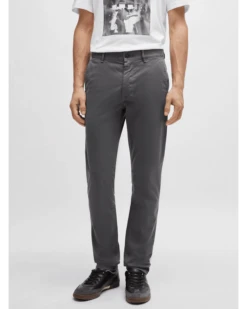 BOSS Mens Slim Fit Cotton Satin Chino Trousers Grey -Boszz Clothing Shop boss mens slim fit cotton satin chino trousers grey p44502 280597 zoom