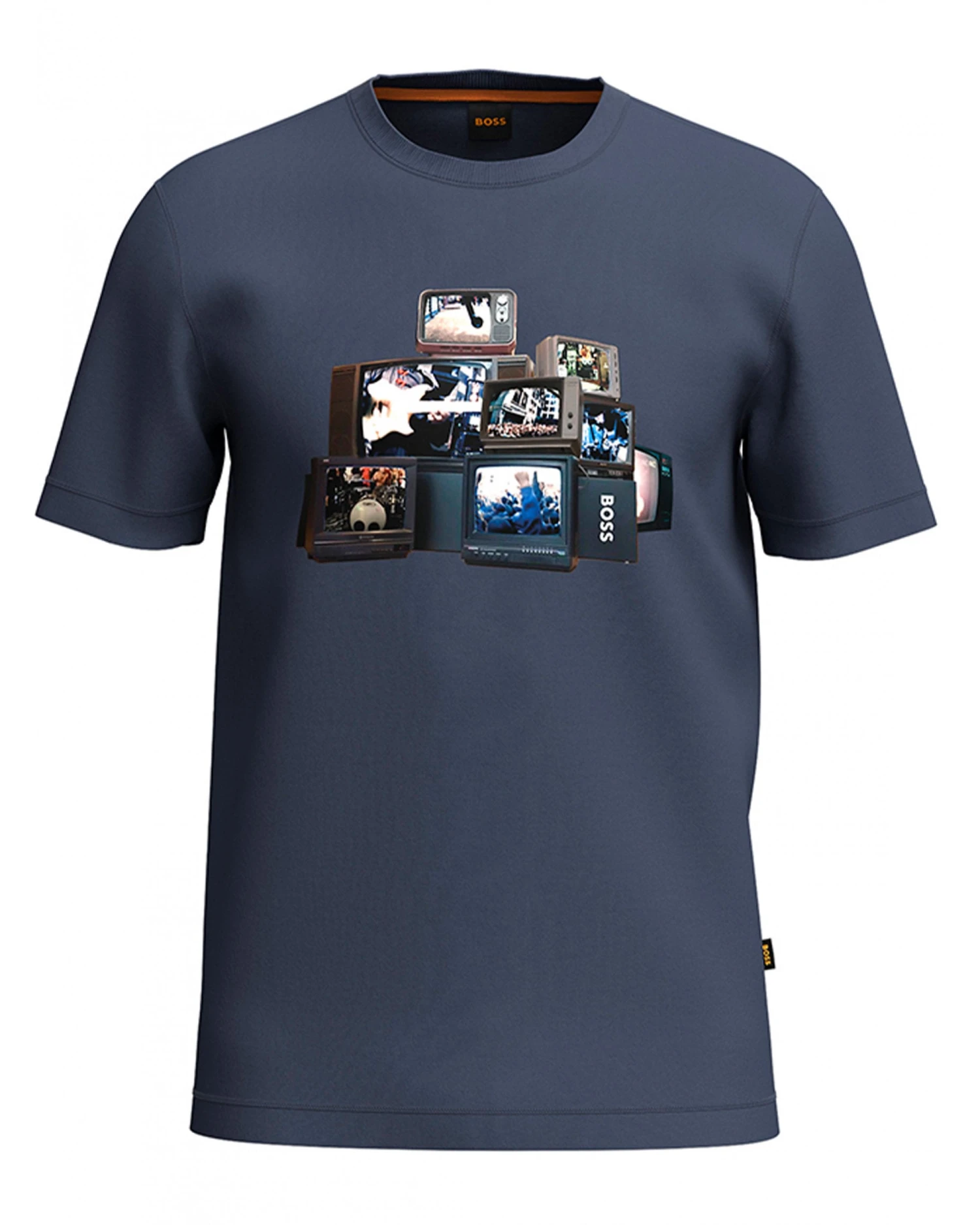 BOSS Mens Stack Mushroom T Shirt Dark Blue 3 BOSS Mens Stack Mushroom T Shirt Dark Blue