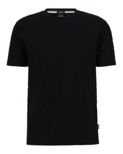 BOSS Mens Tiburt Monogram Pattern T Shirt, Black Tee