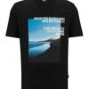 BOSS Mens Tiburt Photographic Beach Print T Shirt, Black Tee -Boszz Clothing Shop boss mens tiburt photographic beach print t shirt black tee p42864 262126 zoom