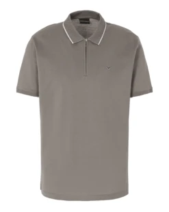 Emporio Armani Mens 1/4 Zip Polo Grey