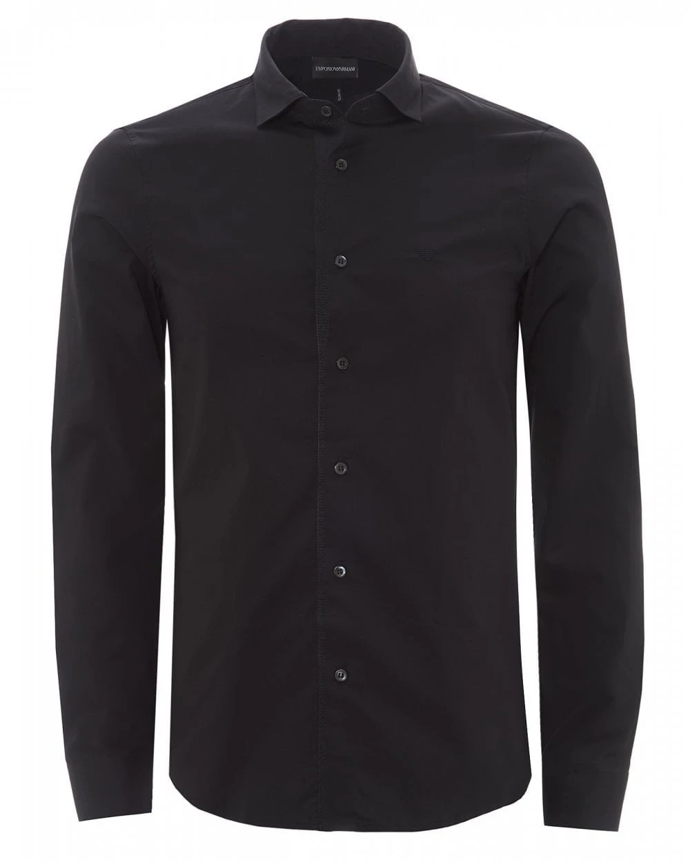 Emporio Armani Mens Black Removable Collar Logo Shirt 3 Emporio Armani Mens Black Removable Collar Logo Shirt