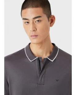 Emporio Armani Mens Grey Travel Essentials Tencel Blend Jersey Polo Shirt -Boszz Clothing Shop emporio armani mens grey travel essentials tencel blend jersey polo shirt p42980 262744 zoom