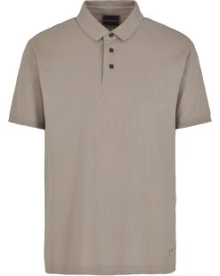 Emporio Armani Mens Herringbone Polo Shirt Mood Beige