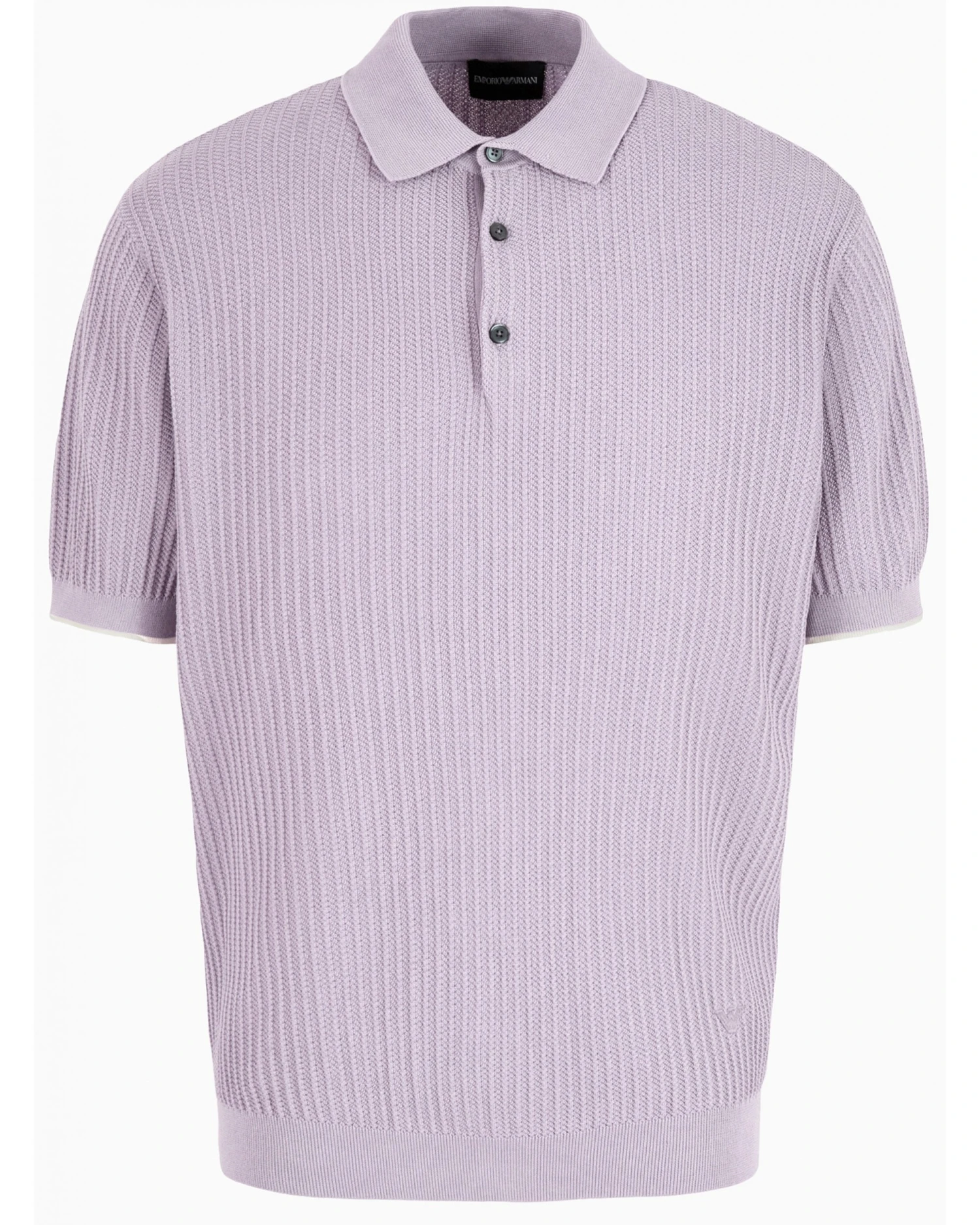 Emporio Armani Mens Knit Patterned Polo Shirt Lilac Purple 3 Emporio Armani Mens Knit Patterned Polo Shirt Lilac Purple