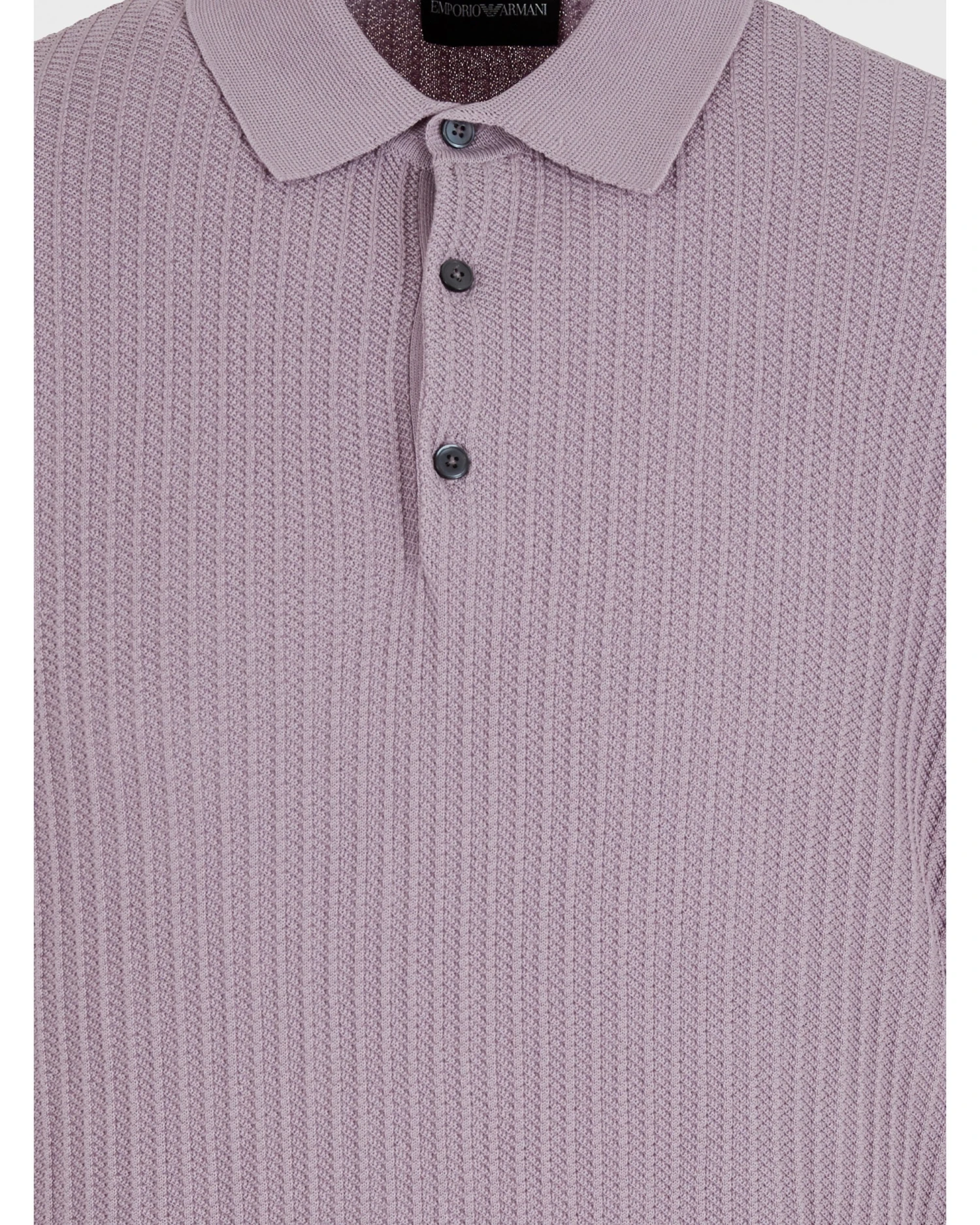 Emporio Armani Mens Knit Patterned Polo Shirt Lilac Purple 6 Emporio Armani Mens Knit Patterned Polo Shirt Lilac Purple - Image 4
