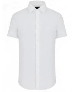 Emporio Armani Mens Poplin Short Sleeve Shirt White