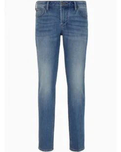 Emporio Armani Mens Power Stretch Slim Fit Jeans Light Fade