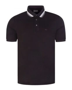 Emporio Armani Mens Tip And Tonal Polo Shirt Black