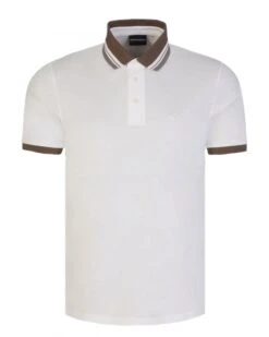 Emporio Armani Mens Tip And Tonal Polo Shirt White