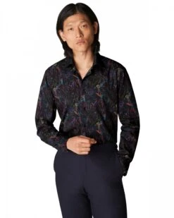 Eton Shirts Mens Black Studio 54 Neon Print Slim Fit Shirt -Boszz Clothing Shop eton shirts mens black studio 54 neon print slim fit shirt p42167 251998 zoom