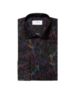 Eton Shirts Mens Black Studio 54 Neon Print Slim Fit Shirt -Boszz Clothing Shop eton shirts mens black studio 54 neon print slim fit shirt p42167 252001 zoom