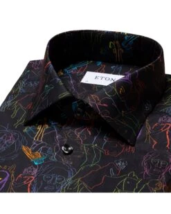 Eton Shirts Mens Black Studio 54 Neon Print Slim Fit Shirt -Boszz Clothing Shop eton shirts mens black studio 54 neon print slim fit shirt p42167 252004 zoom