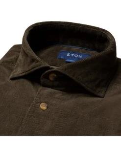 Eton Shirts Mens Dark Green Slim Fit Corduroy Shirt -Boszz Clothing Shop eton shirts mens dark green slim fit corduroy shirt p42178 251255 zoom
