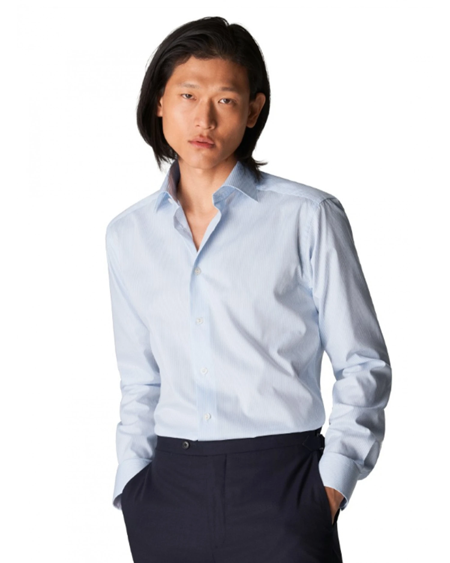 Eton Shirts Mens Fine Striped Twill Shirt Light Blue 4 Eton Shirts Mens Fine Striped Twill Shirt Light Blue - Image 2