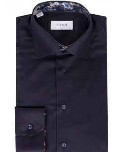 Eton Shirts Mens Floral Insert Shirt Navy