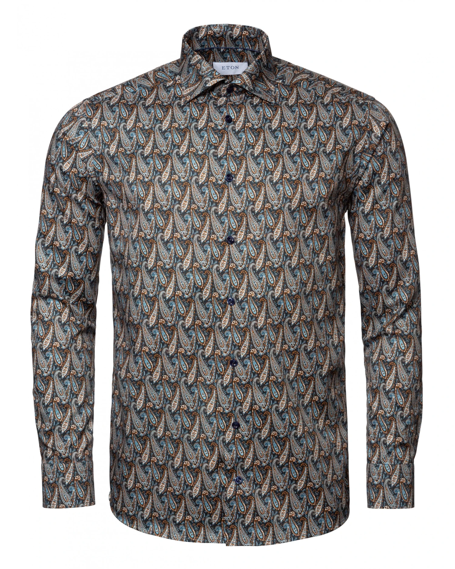 Eton Shirts Mens Navy Blue Slim Fit Paisley Twill Shirt 3 Eton Shirts Mens Navy Blue Slim Fit Paisley Twill Shirt