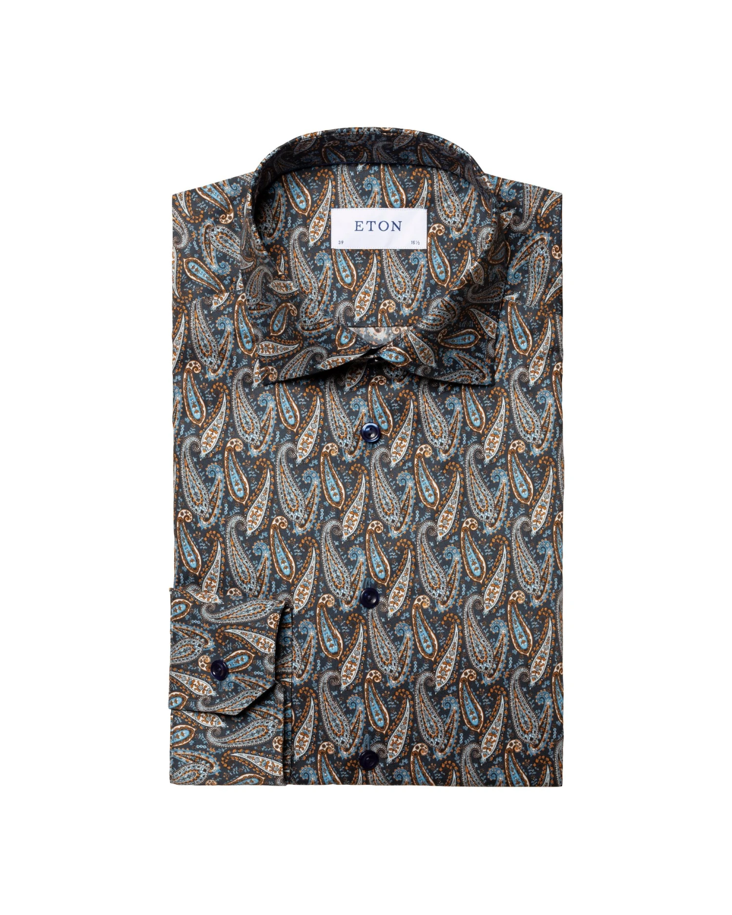 Eton Shirts Mens Navy Blue Slim Fit Paisley Twill Shirt 10 Eton Shirts Mens Navy Blue Slim Fit Paisley Twill Shirt - Image 8