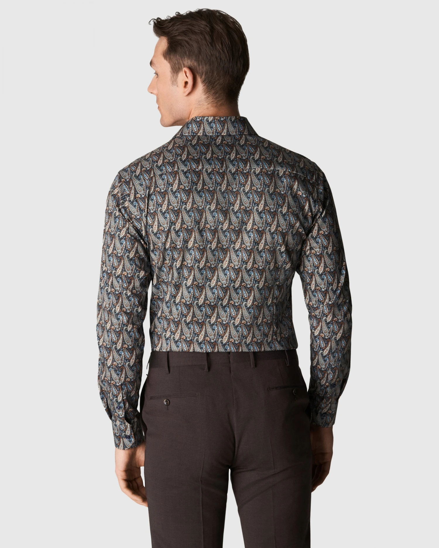 Eton Shirts Mens Navy Blue Slim Fit Paisley Twill Shirt 7 Eton Shirts Mens Navy Blue Slim Fit Paisley Twill Shirt - Image 5